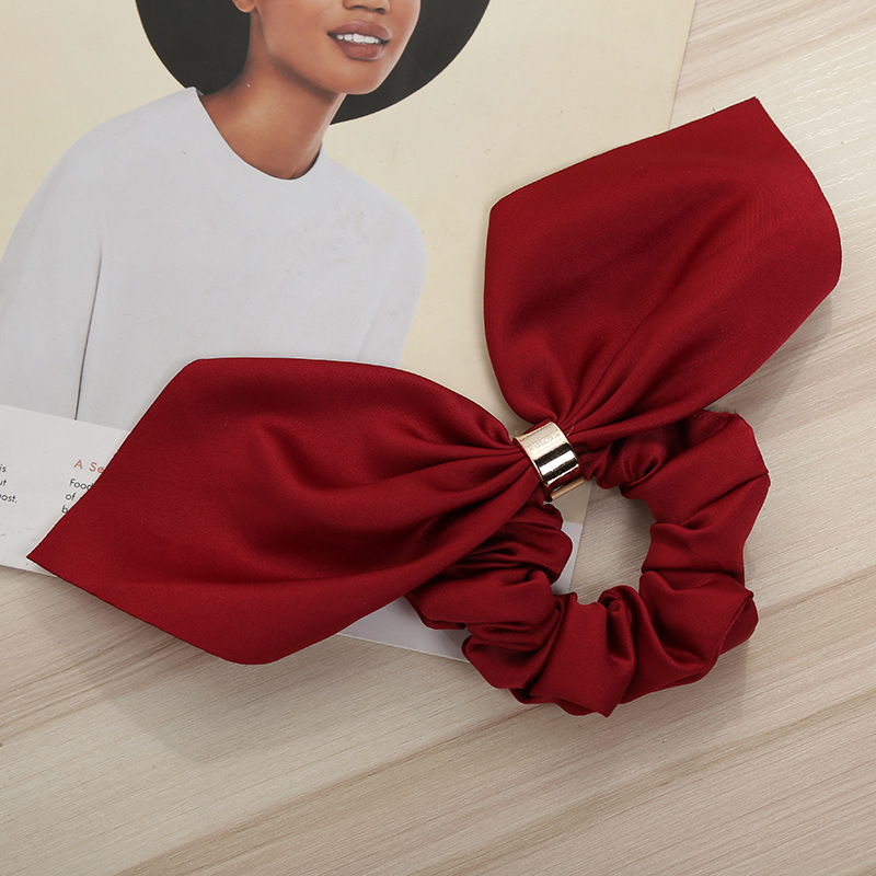1615094535097.jpg Bowknot Hair Tie Creative Metal Buckle Hair Rope Fabric Hair Accessories - Image 6