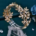 Alloy Leaf Pearl Gold Hair Accessories - Image 4